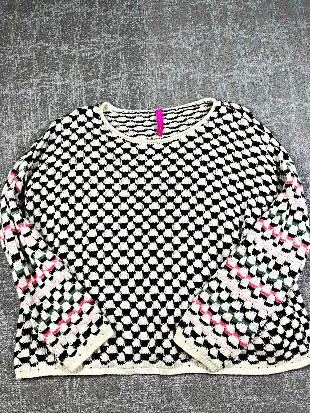 Zaket & Plover Womens Cotton Knit Check Colorblock Pullover Sweater Size M